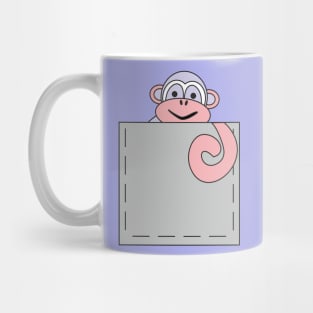 A cheerful monkey peeking out of a pocket Mug